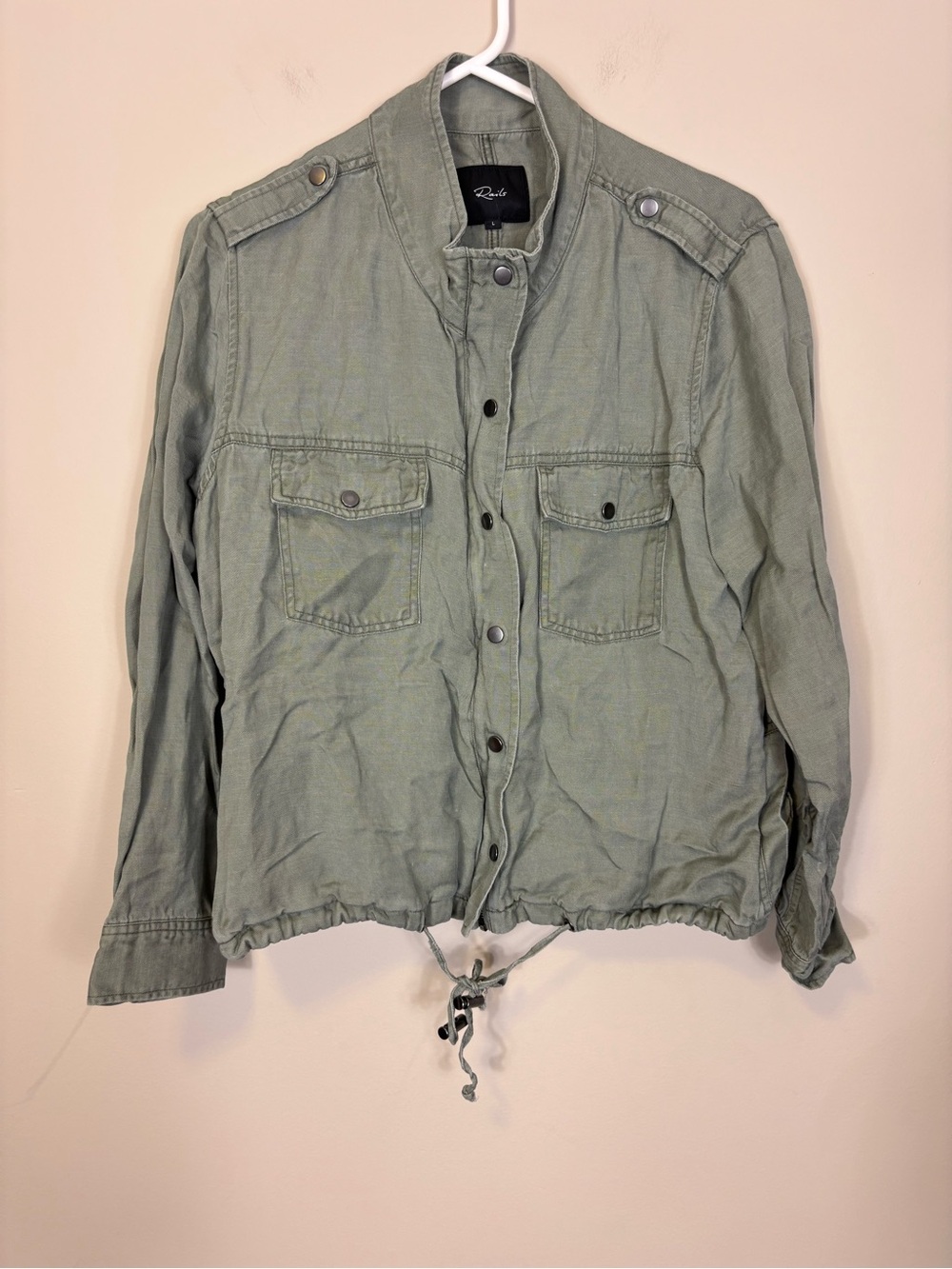 Rails Women’s Linen Blend Collins Military Field Utility Jacket Olive Green L